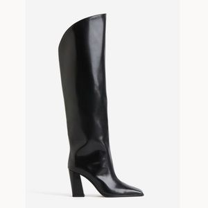 H&M Knee High Block Heel Boots Black Sz 42 / 11 - NWT
